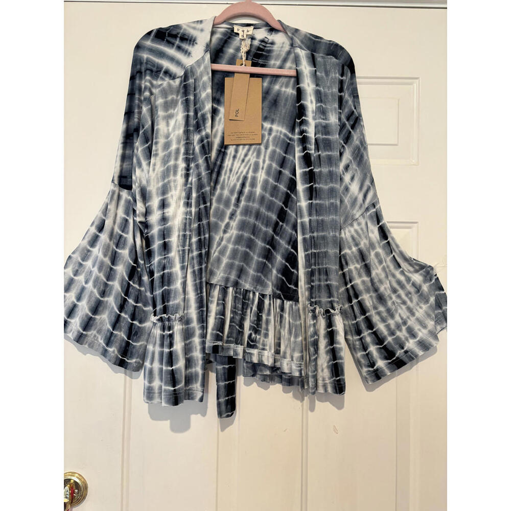POL‎ blue tie dye stretchy cardigan oversized S #3239